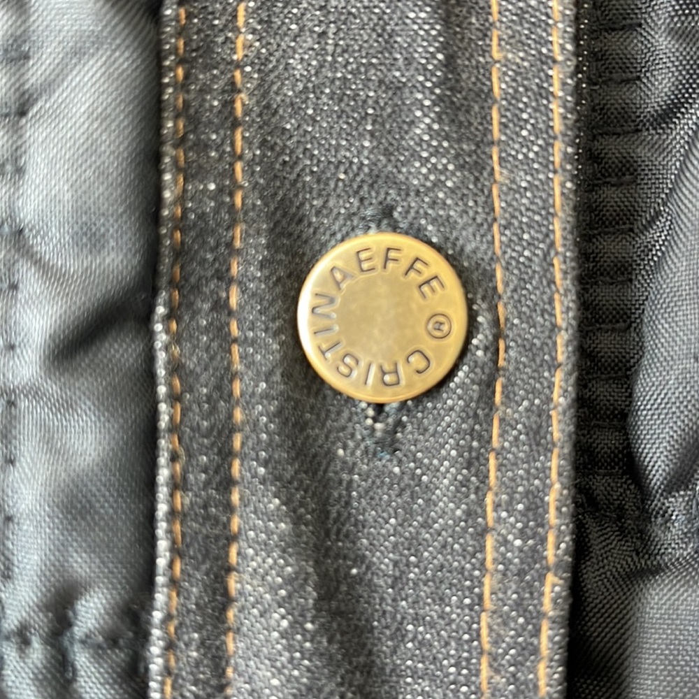 Italian Designer, CRISTINAEFFE, Black/Denim Quilted Puffer Coat. - Picture 4 of 11